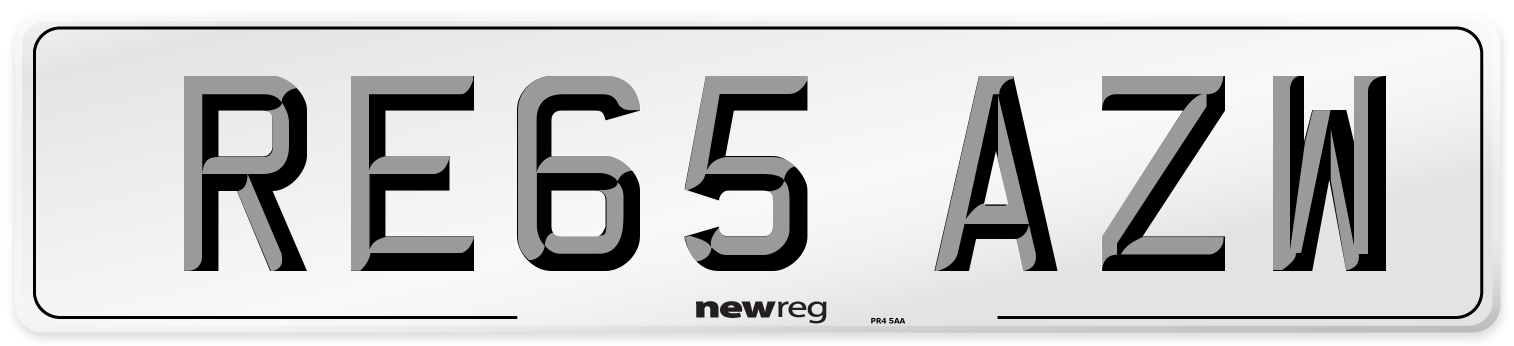 RE65 AZW Number Plate from New Reg
